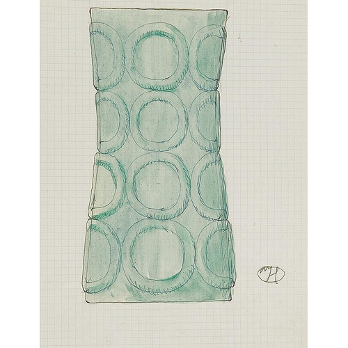 37 - JOSEF HOFFMANN*   (Pirnitz 1870 - 1956 Vienna)  Green Vase  ink and watercolor/paper, 26,5 x 21 cm  ... 