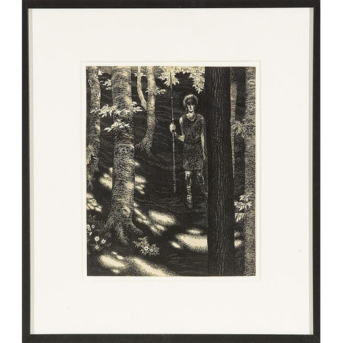 40 - ERWIN STOLZ*   (Kyselka 1896 - 1987 Vienna)  Hunter in the Forest  indian ink/paper, 25 x 20 cmAustr... 