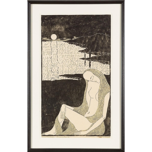 45 - GERTRAUD REINBERGER-BRAUSEWETTER*   (Vienna 1903 . 1992)  Sunset, 1925  woodcut/paper, 79 x 44,5 cm ... 