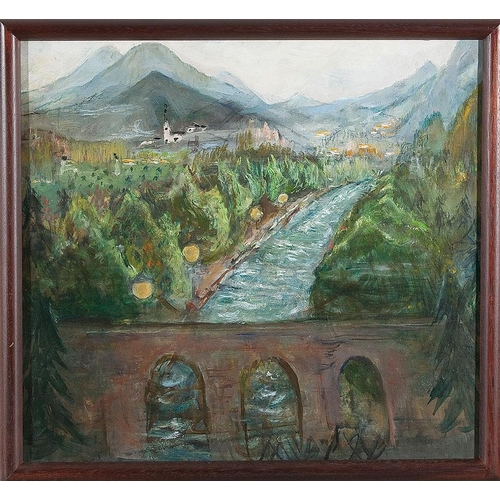 60 - MARIE-LOUISE VON MOTESICZKY*   (Vienna 1906 - 1996 London)  Landscape with Aqueduct  oil/canvas, 55,... 