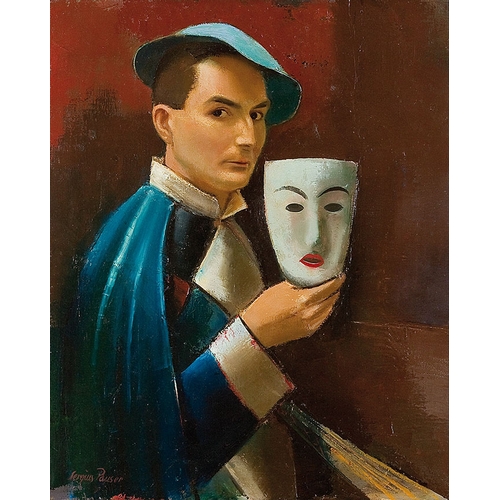 104 - SERGIUS PAUSER* (Vienna 1896 - 1970 Klosterneuburg)Self portrait with mask, around 1926oil/canvas, 6... 