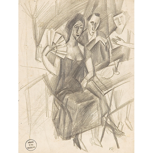 112 - VERA ROCKLINE (Moscow 1896 - 1934 Paris)In the cafecharcoal  and pencil/paper, 35.8 x 26.6 cmmonogra... 