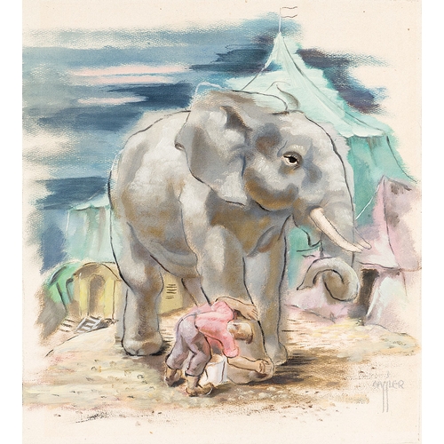 114 - JOSEF GASSLER* (Austerlitz 1893 - 1978 Vienna)The circus elephant, around 1925mixed media/paper, 55 ... 