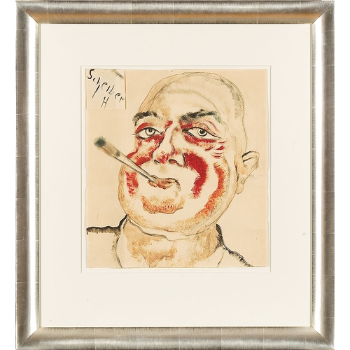 115 - HUGO SCHEIBER* (Budapest 1873 - 1950 Budapest)Self portrait with cigarettemixed media/paper, 44.5 x ... 