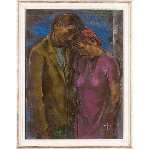 132 - JOSEF GASSLER* (Austerlitz 1893 - 1978 Vienna)Lovers, around 1926oil/canvas, 87.5 x 66 cmsigned J. G... 