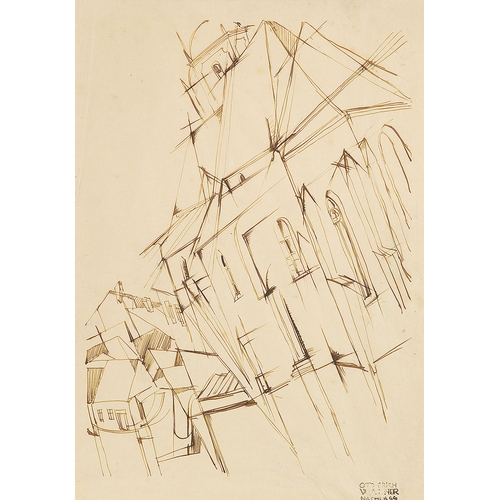 14 - OTTO ERICH WAGNER* (Kleppel 1895 - 1979 Vienna)Churchpencil/paper, 38.5 x 27.2 cmestate stamp Otto E... 