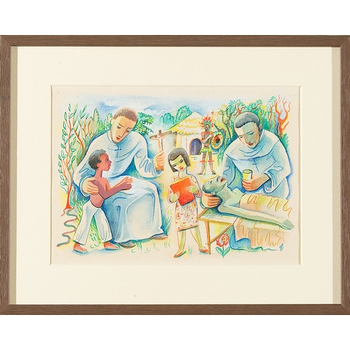 142 - CARRY HAUSER* (Vienna 1895 - 1985 Rekawinkel)Missionary workgouache/paper, 24 x 16.8 cmmonogrammed C... 