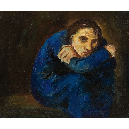 143 - MARIA TLUSTY* (Vienna 1901 - 1954 Vienna)Crouching Woman, 1934oil/canvas, 50 x 60 cmsigned M. Tlusty... 