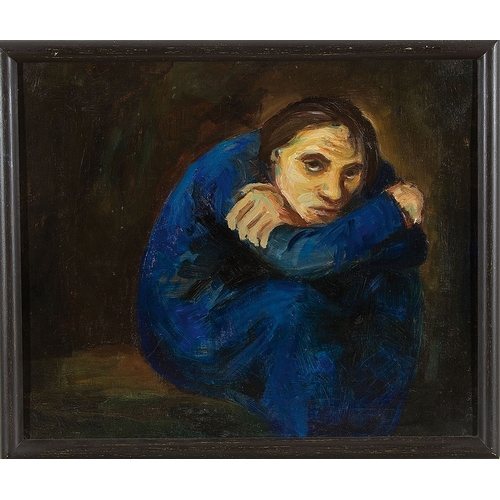 143 - MARIA TLUSTY* (Vienna 1901 - 1954 Vienna)Crouching Woman, 1934oil/canvas, 50 x 60 cmsigned M. Tlusty... 