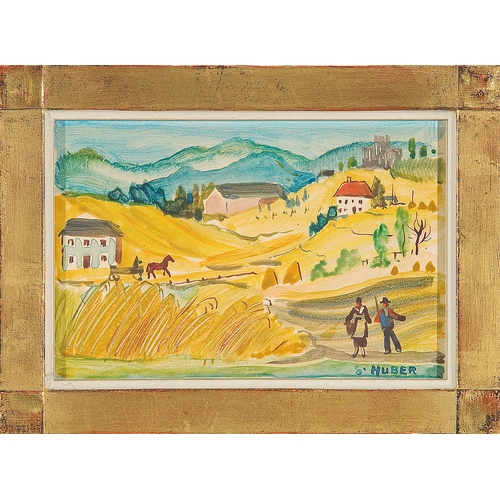 166 - ERNST HUBER* (Vienna 1895 - 1960 Vienna)Late summer landscapewatercolor/paper, 10.5 x 15.3 cmsigned ... 