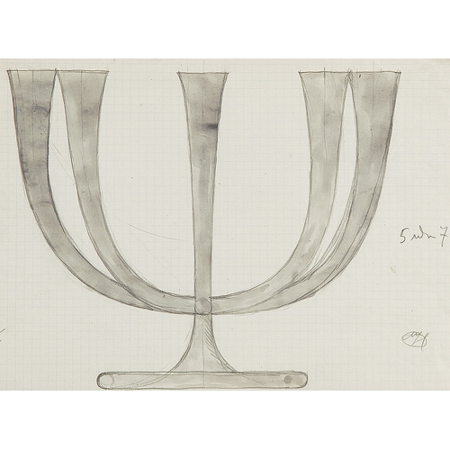 17 - JOSEF HOFFMANN* (Pirnitz 1870 - 1956 Vienna)Candle stand draft for the Wiener Werkstättepencil and w... 