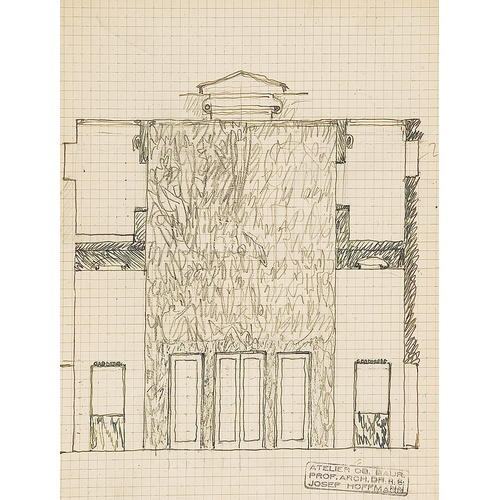 23 - JOSEF HOFFMANN*(Pirnitz 1870 - 1956 Vienna)bundle of six designs of the reconstraction of the Vienna... 