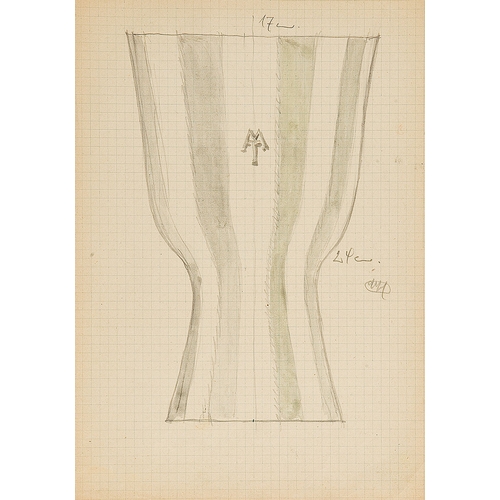 25 - JOSEF HOFFMANN* (Pirnitz 1870 - 1956 Vienna)Design cup vasepencil and watercolor/paper, 29.7 x 21.0 ... 