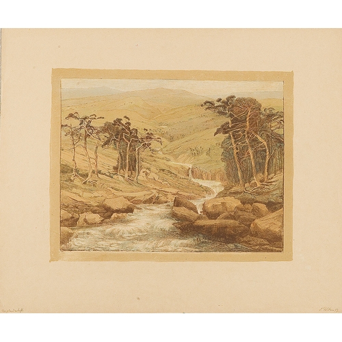 3 - EMILIE MEDIZ-PELIKAN (Vöcklabruck 1861 - 1908 Dresden)Mountain landscape with river, 1897lithography... 