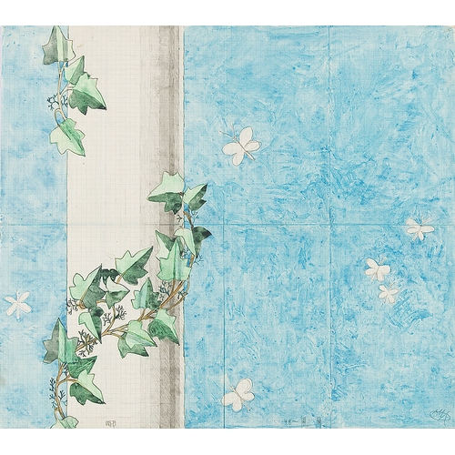 34 - JOSEF HOFFMANN* (Pirnitz 1870 - 1956 Vienna)Ranking ivy with butterfliesmixed media/paper, 41.6 x 46... 