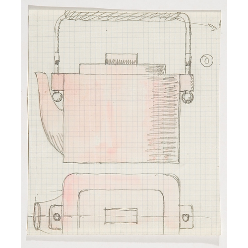 35 - JOSEF HOFFMANN* (Pirnitz 1870 - 1956 Vienna)Design for a teapotpencil and watercolor/paper, 21.1 x 1... 