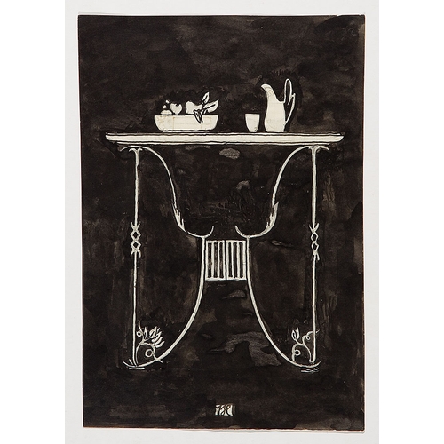 43 - JOSEF HOFFMANN* (Pirnitz 1870 - 1956 Vienna)Design for a table II, frontindian ink, pencil/paper, 20... 