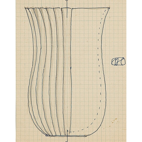 47 - JOSEF HOFFMANN* (Pirnitz 1870 - 1956 Vienna)Design of a vasepencil and indian ink/paper, 17 x 13.2 c... 