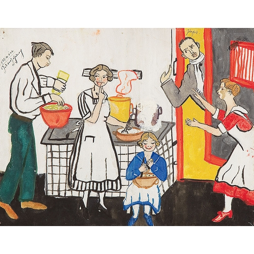 49 - MÄDA GERTRUDE PRIMAVESI* (Olmütz 1903 - 2000)In the kitchen Primavesi, 1920gouache/paper, 24.7 x 31.... 