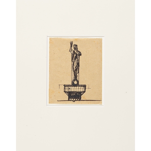 72 - ANTON HANAK (Brno 1875 - 1934 Vienna)Standing figure on plinthindian ink/paper, 18.5 x 15 cmprovenan... 