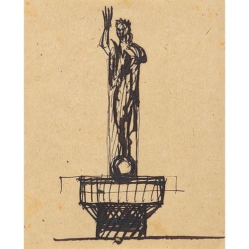 72 - ANTON HANAK (Brno 1875 - 1934 Vienna)Standing figure on plinthindian ink/paper, 18.5 x 15 cmprovenan... 