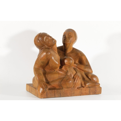 88 - WALTER VON RUCKTESCHELL (Saint Petersburg 1882 - 1941 Messina)Family, 1925wood, 43 x 46.4 x 28 cmlab... 