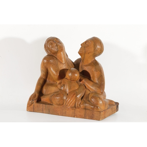 88 - WALTER VON RUCKTESCHELL (Saint Petersburg 1882 - 1941 Messina)Family, 1925wood, 43 x 46.4 x 28 cmlab... 