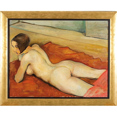 91 - ARNOLD CLEMTSCHITSCH* (Villach 1887 - 1970 Villach)Parisian nude, 1932oil/canvas, 70.5 x 90.5 cmsign... 