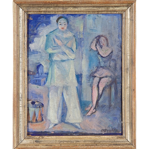 99 - ALFRED BUCHTA* (Trient 1880 - 1952 Vienna)Pierrot and danceroil/cardboard, 27.4 x 21.5 cmsigned A Bu... 