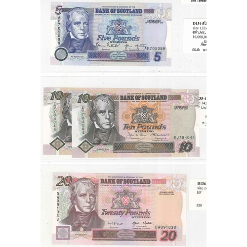 108 - Banknotes; Scotland; Bank of Scotland; 1996-2003 set of five notes in Tercentenary issue, comprising... 