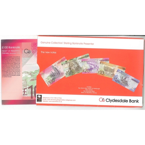 117 - Banknotes; Scotland; Clydesdale Bank; 2009 World Heritage Sites set (£100, £50, £20, £10, and £5) in... 