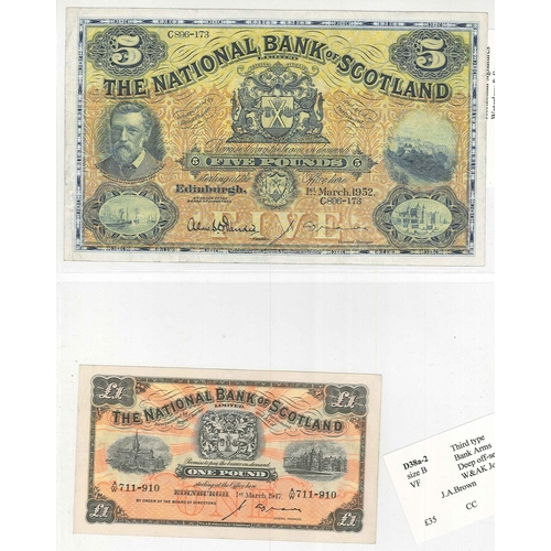 122 - Banknotes; Scotland; National Bank of Scotland; 1947 (1 Mar.) £1 note, VF, PMS NA48 cat.£40., and 19... 