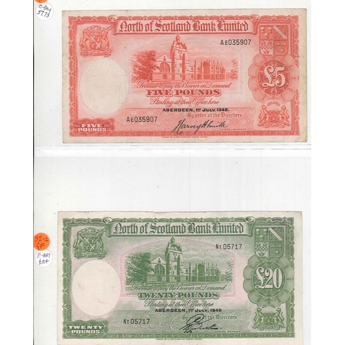 126 - Banknotes; Scotland; North of Scotland Bank; 1932-49 four notes; £1 1932 O(1 Mar.) F., £1 1939 (1 Ju... 