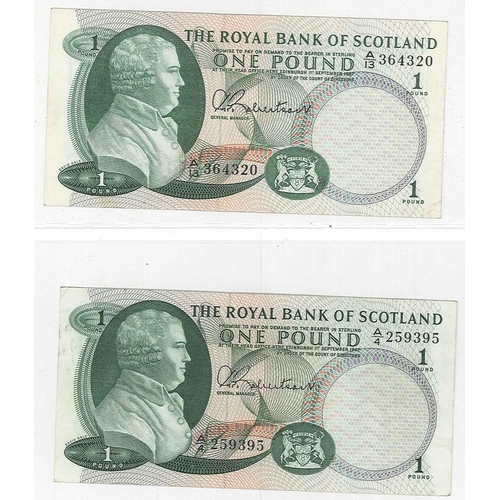 129 - Banknotes; Scotland; Royal Bank of Scotland; 1955 (1 Nov.) £1 EF, 1966 (1 Mar.) £1 EF, 1958 (1 Apr.)... 