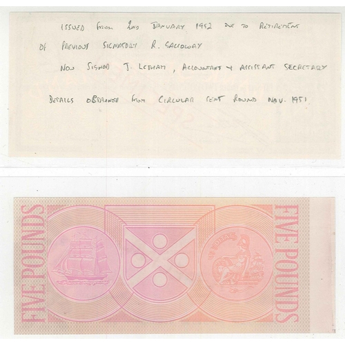 134 - Banknotes; Scotland; Traveller's Cheques; Bank of Scotland £2 (pencil notes on reverse) and £5, and ... 