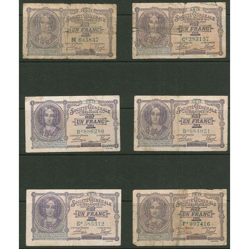 139 - Banknotes; Belgium; German Occupation; twenty of the 1915-18 1f note (1 of Pick 86a, 19 of 86b), and... 