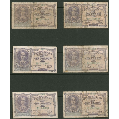 139 - Banknotes; Belgium; German Occupation; twenty of the 1915-18 1f note (1 of Pick 86a, 19 of 86b), and... 