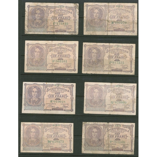 139 - Banknotes; Belgium; German Occupation; twenty of the 1915-18 1f note (1 of Pick 86a, 19 of 86b), and... 