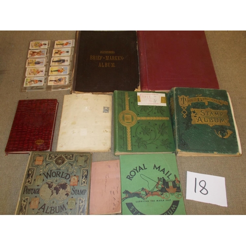 18 - Collections and Mixed Lots; A box with four old albums – a Lincoln 13th edition, a Stevens dated 187... 