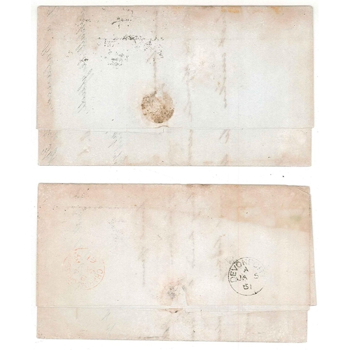 189 - Ascension; 1860 and 1861 two entires from London addressed to Capt. W.F. Burnett, HMS Maeander, Asce... 