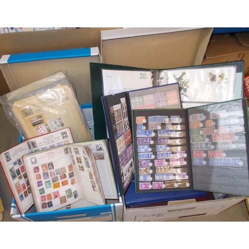 25 - Collections and Mixed Lots; Two storage boxes with world album pages, world on/off-paper (much UK), ... 