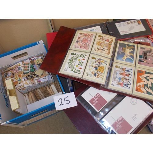 25 - Collections and Mixed Lots; Two storage boxes with world album pages, world on/off-paper (much UK), ... 