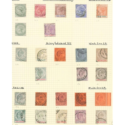 347 - Gibraltar; 1886-1951 m. & u. colln. on pages, with 1886-87 2d g.u., 4d u. (short corner), 1889-96	se... 