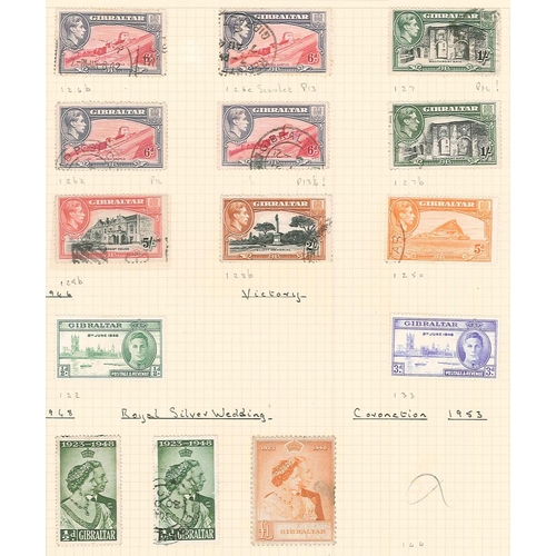 347 - Gibraltar; 1886-1951 m. & u. colln. on pages, with 1886-87 2d g.u., 4d u. (short corner), 1889-96	se... 