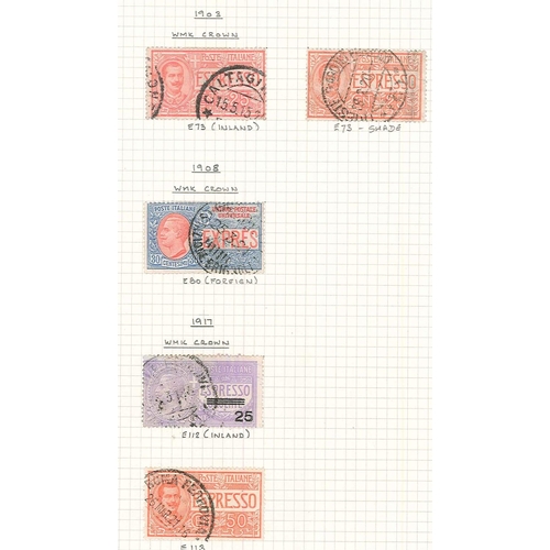 372 - Italy; 1903-76 small used colln. of Express Letter stamps inc. 1917 25c sound u. (SG E112 cat.£90), ... 