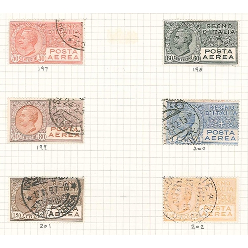 374 - Italy; 1917-65 small used colln. of Airmails inc. 1917 Torino-Roma 25c f.u. on piece, 1917 Napoli-Pa... 