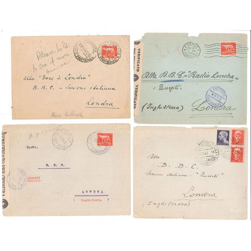 376 - Italy; 1945-46 seln. of 10 censored covers to BBC in London.