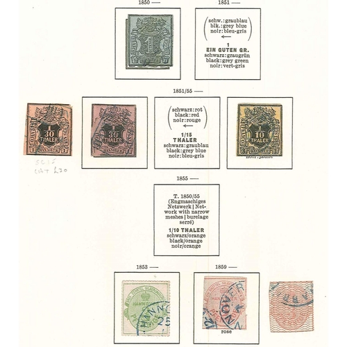 309 - German States; Hanover; 1850-63 used seln. on two old pages, sold 