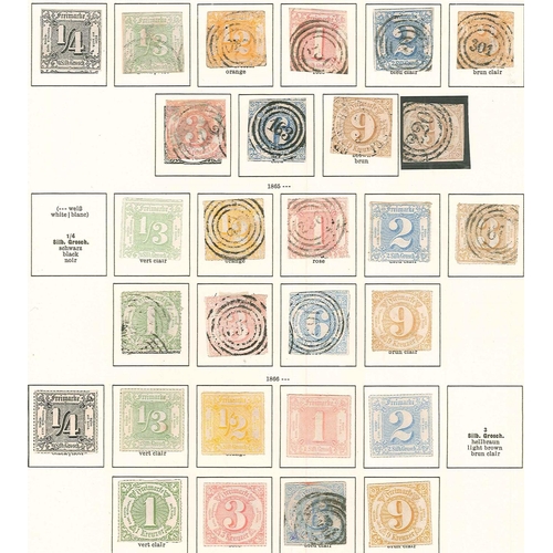 316 - German States; Thurn and Taxis; 1852-67 useful and quite comprehensive range on two old pages, quite... 