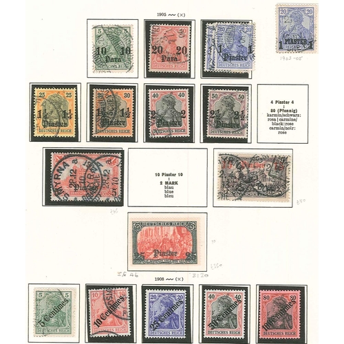 344 - German Colonies and Post Offices Abroad; Turkey; 1884-1912 m. & u. on three pages inc. 1884 set (5) ... 